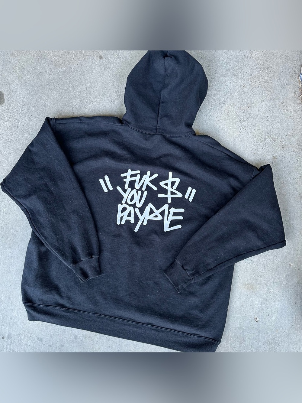 Hanes Black “F You Pay Me $” Money Sign Hoodie 2XL